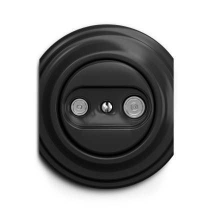 Reblig - Retro TV+Radio-uttag (genomgående) utan ram, svart