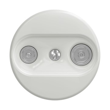 Reblig - Retro TV-/radiouttag (änduttag) utan ram, vit keramik