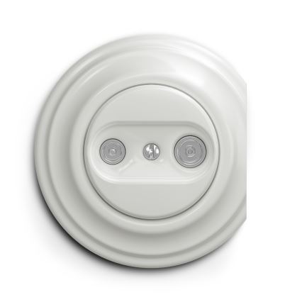 Reblig - Retro TV-/radiouttag (änduttag) utan ram, vit keramik