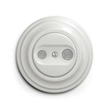Reblig - Retro TV-/radiouttag (genomgående) med keramisk ram, vit