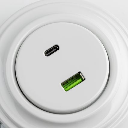 Reblig - Retro USB-uttag A+C med keramisk ram, vit