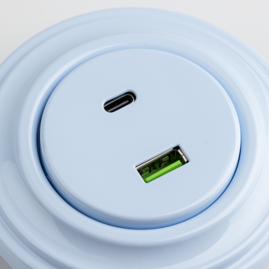 Reblig - Retro USB-uttag A+C med ram, blå