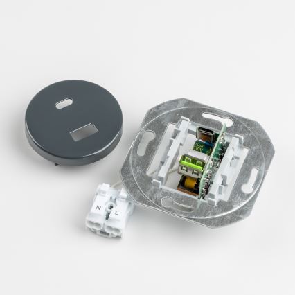 Reblig - Retro USB-uttag A+C med ram i antracit