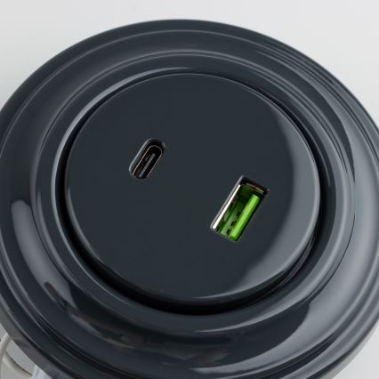 Reblig - Retro USB-uttag A+C med ram i antracit