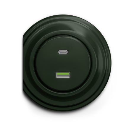 Reblig - Retro USB-uttag A+C, ramfritt, grönt