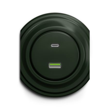 Reblig - Retro USB-uttag A+C, ramfritt, grönt