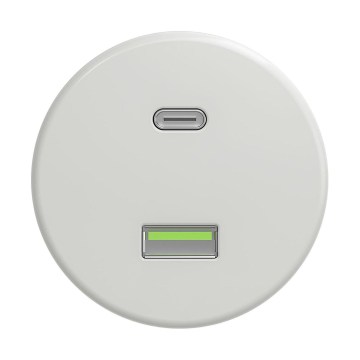 Reblig - Retro USB-uttag A+C, ramlös, i vit keramik