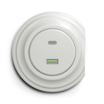 Reblig - Retro USB-uttag A+C, ramlös, i vit keramik