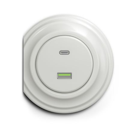 Reblig - Retro USB-uttag A+C, ramlös, i vit keramik