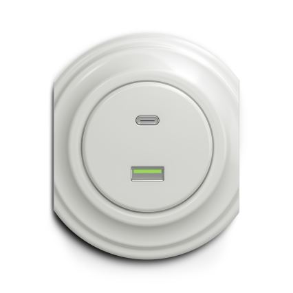 Reblig - Retro USB-uttag A+C, ramlös, i vit keramik