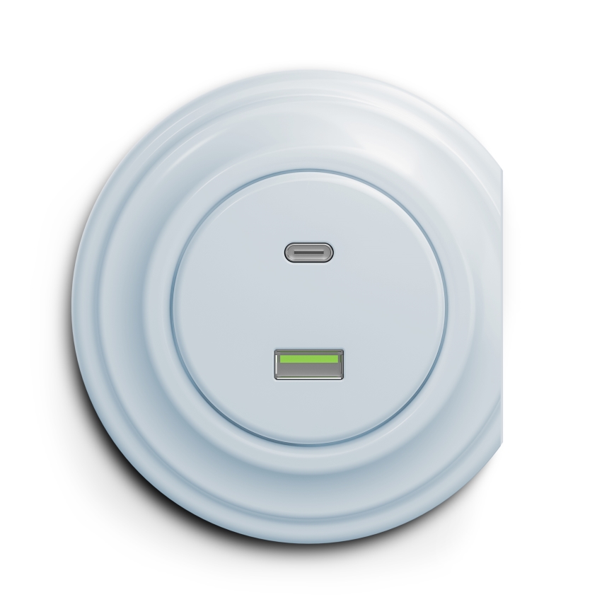 Reblig - Retro USB-uttag A+C utan ram, blå