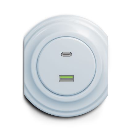 Reblig - Retro USB-uttag A+C utan ram, blå