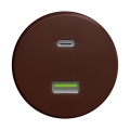 Reblig - Retro USB-uttag A+C utan ram, brunt