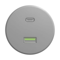 Reblig - Retro USB-uttag A+C utan ram, grå
