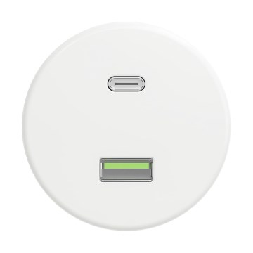 Reblig - Retro USB-uttag A+C utan ram, snövit