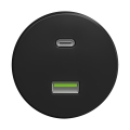 Reblig - Retro USB-uttag med A- och C-portar, utan ram, svart