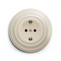 Reblig - Retro vägguttag för hemmabruk med ram SCHUKO 230V/16A beige