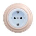 Reblig - Retro vägguttag för hemmet med ram SCHUKO 230V/16A blå/gammalrosa