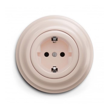 Reblig - Retro vägguttag för hemmet med ram, SCHUKO 230V/16A, gammalrosa