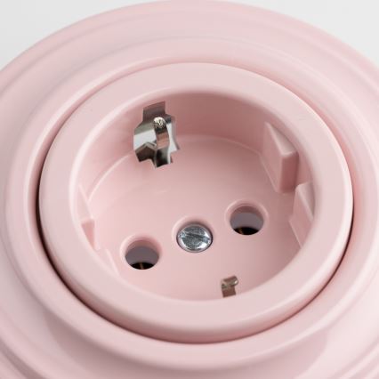 Reblig - Retro vägguttag för hemmet med ram, SCHUKO 230V/16A, gammalrosa