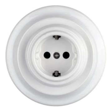 Reblig - Retro vägguttag i porslin med ram SCHUKO 250V/16A, vit
