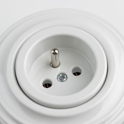 Reblig - Retro vägguttag med ram för hemmet, 230 V, snövit