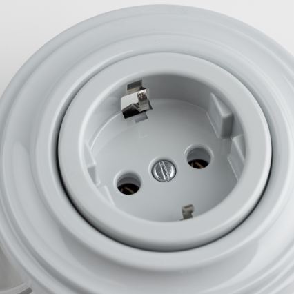 Reblig - Retro vägguttag med ram, SCHUKO 230V/16A, grå