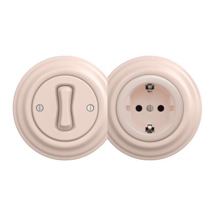 Reblig - Retro vägguttag utan ram för hem SCHUKO 230V/16A gammalrosa