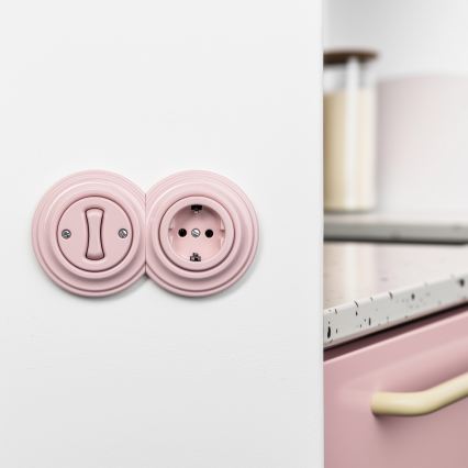Reblig - Retro vägguttag utan ram för hem SCHUKO 230V/16A gammalrosa