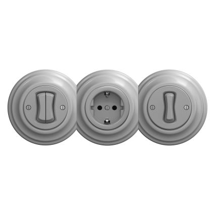 Reblig - Retro vägguttag utan ram SCHUKO 230V/16A grå