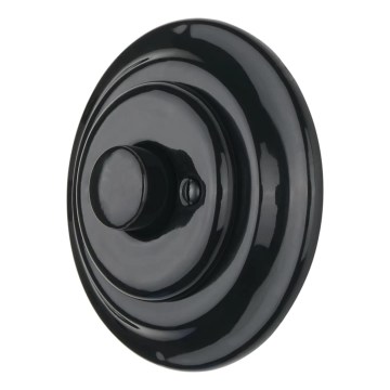 Reblig - Retro vriddimmer i porslin med ram 250V/10A svart