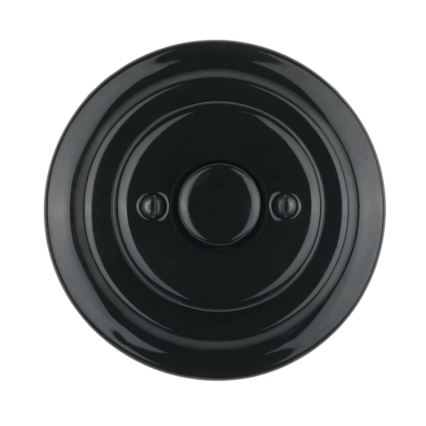 Reblig - Retro vriddimmer i porslin med ram 250V/10A svart
