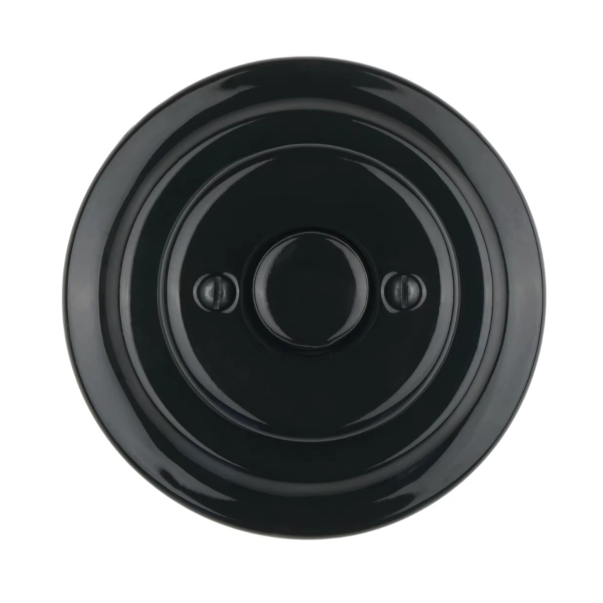 Reblig - Retro vriddimmer i porslin med ram 250V/10A svart