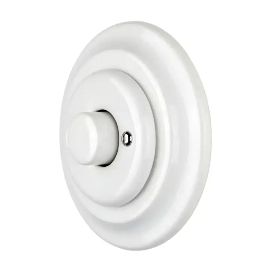 Reblig - Retro vriddimmer i porslin med ram 250V/10A vit