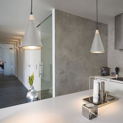 RED - Design Rendl - R12380 - Ljusskrona med upphängningsrem  HEIDI 1xE27/28W/230V konkret /trä