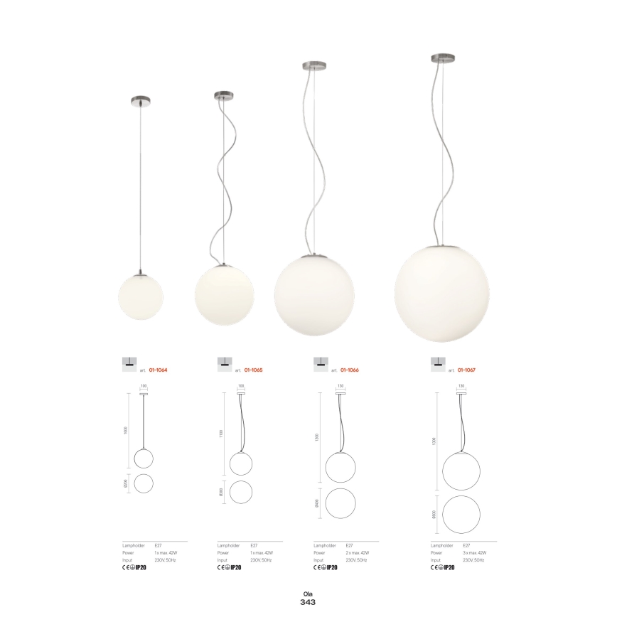 Redo 01-1064 - Ljuskrona med textilsladd OLA 1xE27/42W/230V diameter 20 cm