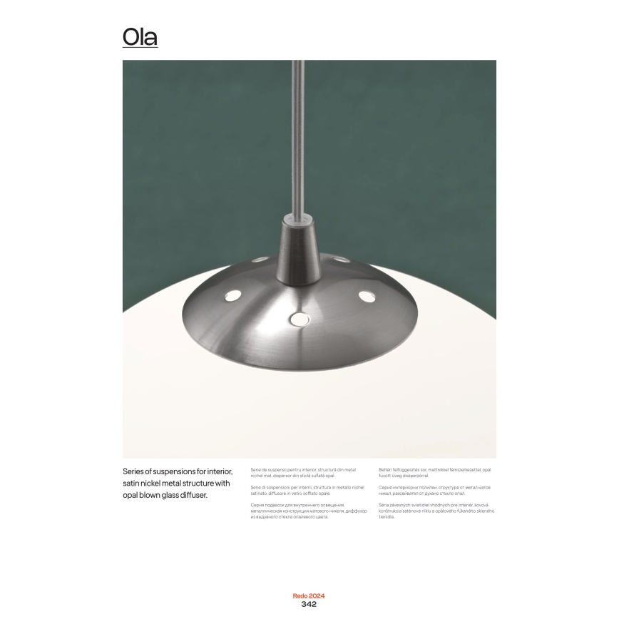 Redo 01-1066 - Ljuskrona med textilsladd OLA 2xE27/42W/230V diameter 40 cm