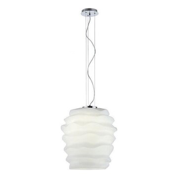 Redo 01-1142 - Pendellampa med kabel MAGMA 1xE27/42W/230V Ø 38 cm blank krom/vit