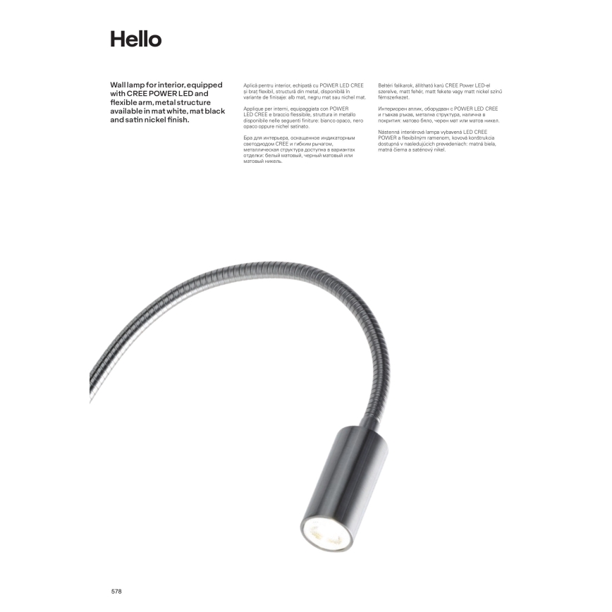 Redo 01-1194 - LED Flexibel liten lampa HELLO LED/3W/230V svart