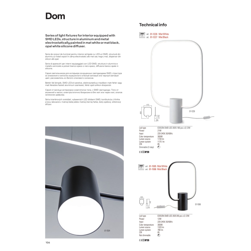 Redo 01-1227 - Dimmbar LED-bordslampa DOM LED/21W/230V svart