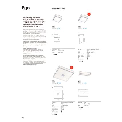 Redo 01-1236 - LED-badrumstaklampa EGO LED/12W/230V IP44 blank krom