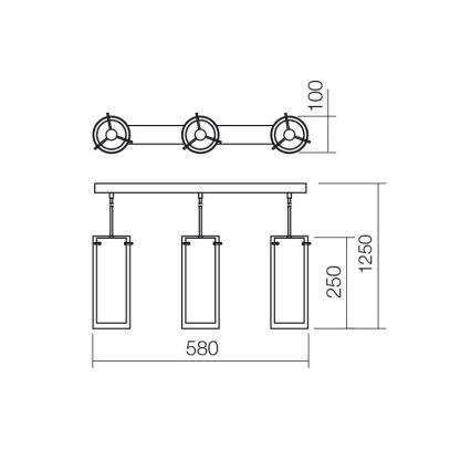 Redo 01-1257 - Taklampa på kabel QIPAO 3xE27/42W/230V