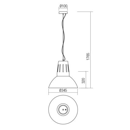 Redo 01-1281 - Pendel med sladd PEEP 1xE27/42W/230V Ø 34,5 cm svart