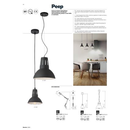 Redo 01-1282 - Takpendel PEEP 1xE27/42W/230V Ø 34,5 cm vit