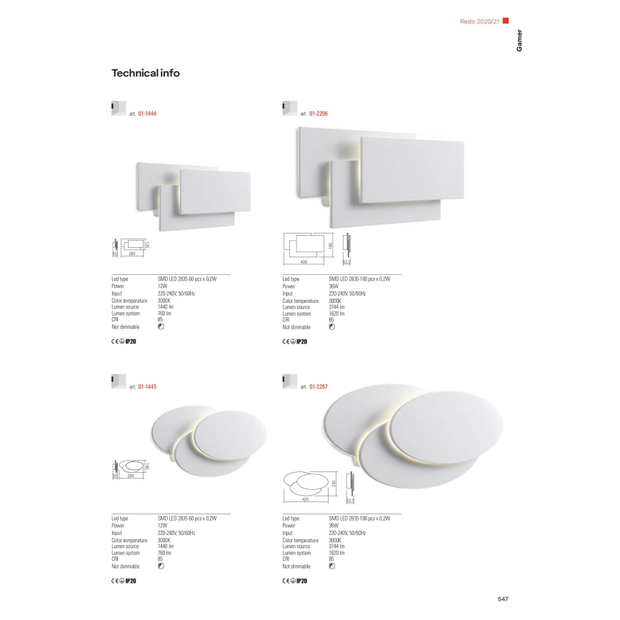 Redo 01-1445 - LED-vägglampa GAMER LED/12W/230V