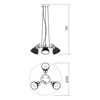 Redo 01-1450 - Taklampa RIDGE 3xE27/60W/230V