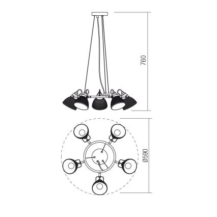 Redo 01-1451 - Taklampa RIDGE 5xE27/60W/230V