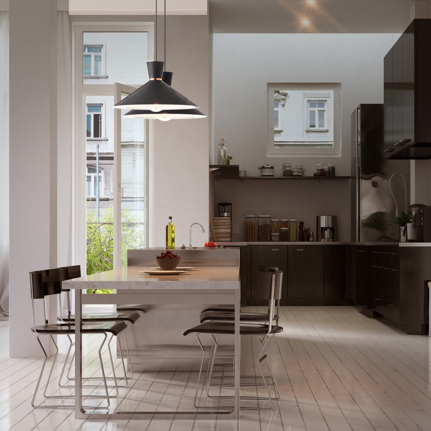 Redo 01-1462 - Ljuskrona med textilsladd KIMONO 1xE27/42W/230V diameter 39,5 cm svart