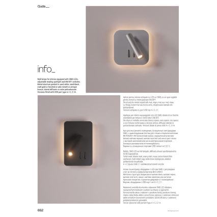 Redo 01-1492 - LED-väggarmatur QUDA LED/6W/230V + LED/3W CRI 90 svart