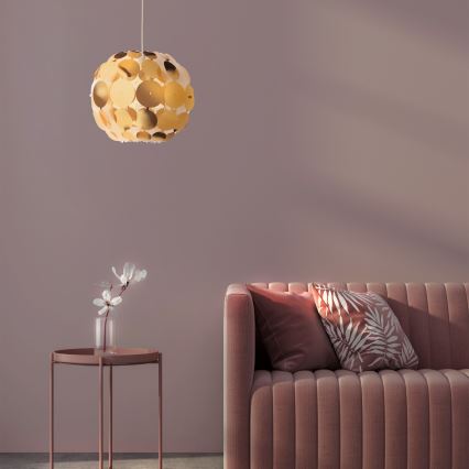 Redo 01-1508 - Ljuskrona med textilsladd ODEON 1xE27/42W/230V diameter 36 cm guld